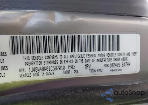 2001 Jeep Grand Cherokee Laredo из США, поврежденный, VIN 1J4GW48N01C587010